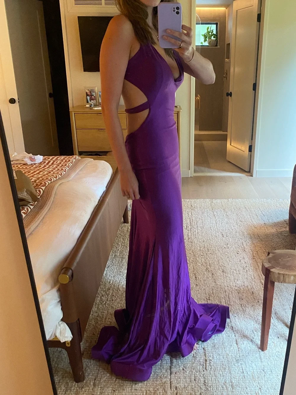 Jessica Angel 737 Purple Open Back Mermaid Gown Size S